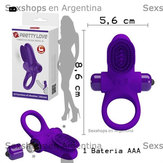 Anillo con masajeador de clitoris y 10 modos de vibracion